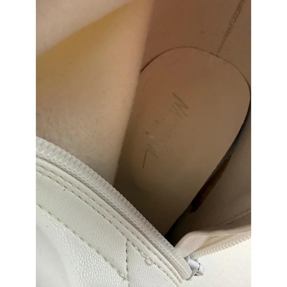 Nasty Gal White Over The Knee Block Heel Pointed‎ Toe Boots Womens 8 EU 41